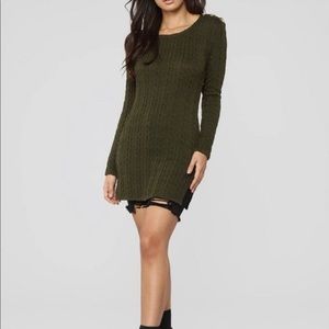 Fashion Nova Sweater Tunic in Olive